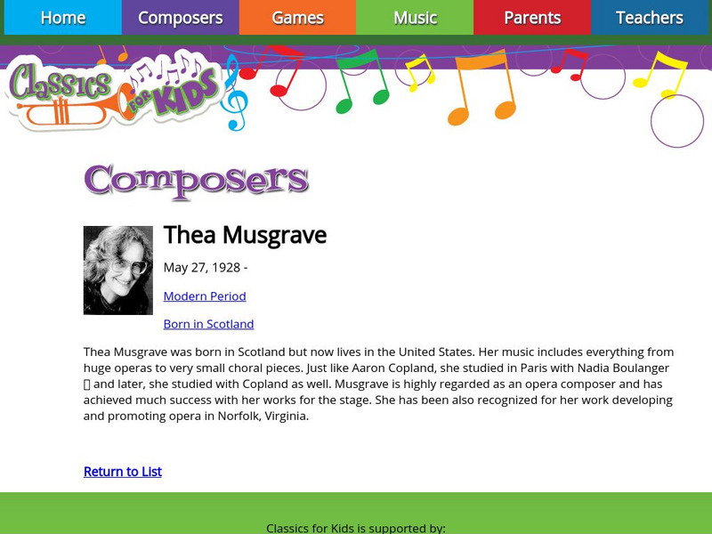 Classics for Kids: Thea Musgrave Handout