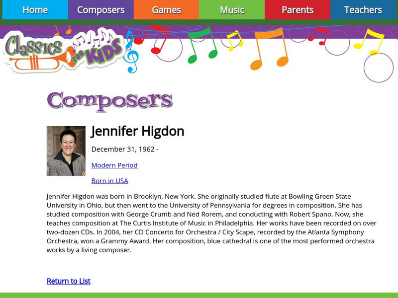 Classics for Kids: Jennifer Higdon Handout