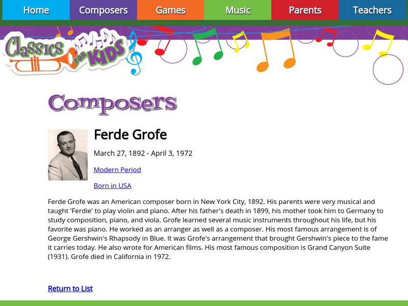 Classics for Kids: Ferde Grofe Handout