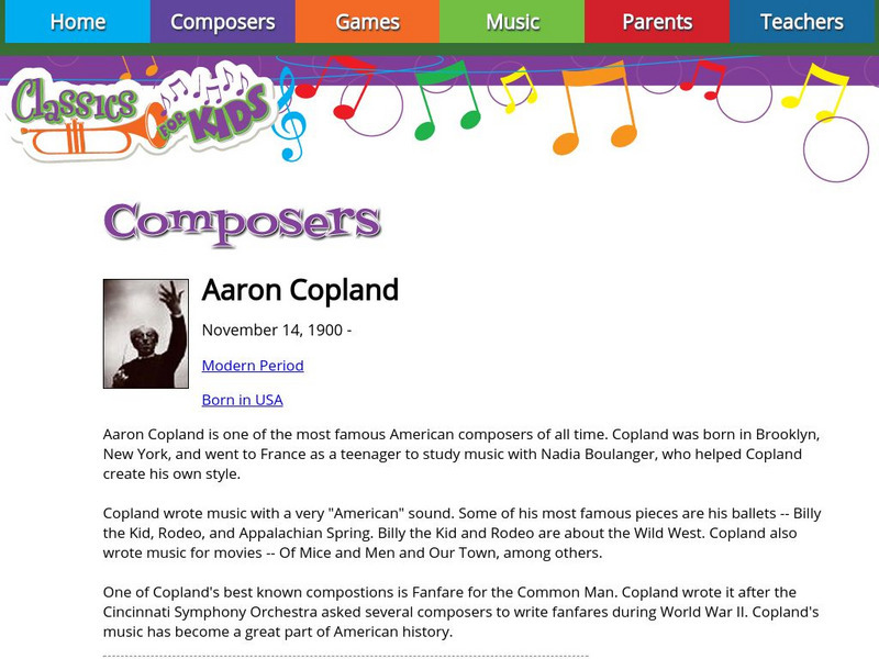 Classics for Kids: Aaron Copland Handout