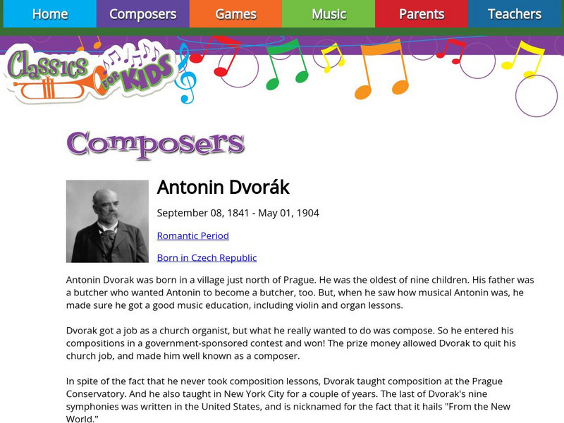 Classics for Kids: Antonin Dvorak Handout Classics for Kids: Antonin Dvorak Handout