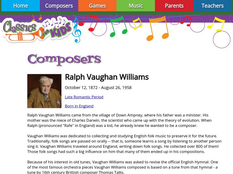 Classics for Kids: Ralph Vaughan Williams Handout Classics for Kids: Ralph Vaughan Williams Handout