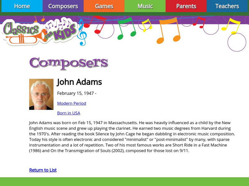 Classics for Kids: John Adams Handout Classics for Kids: John Adams Handout