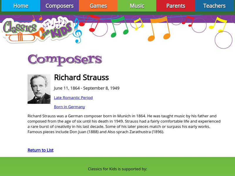 Classics for Kids: Richard Strauss Handout