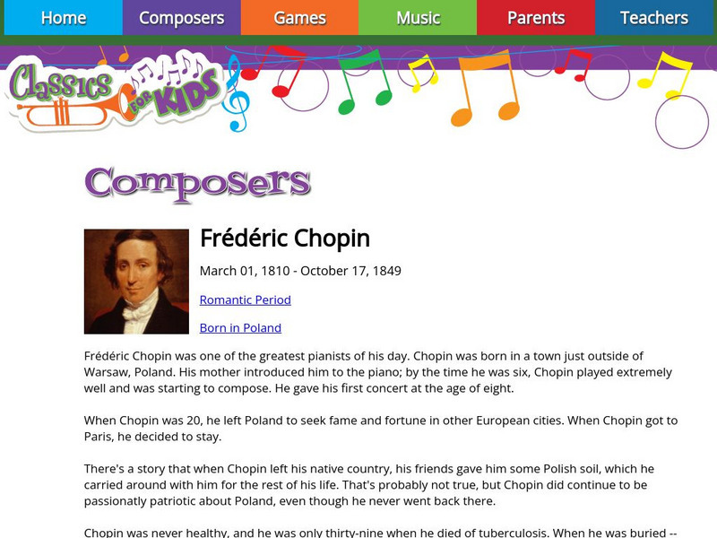 Classics for Kids: Frederic Chopin Handout Classics for Kids: Frederic Chopin Handout