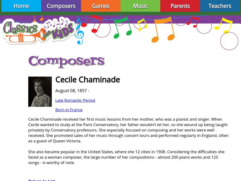 Classics for Kids: Cecile Chaminade Handout