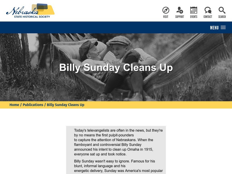 Nebraska: Brief Glimpses of Nebraska's Past: Billy Sunday Cleans Up Website Nebraska: Brief Glimpses of Nebraska's Past: Billy Sunday Cleans Up Website