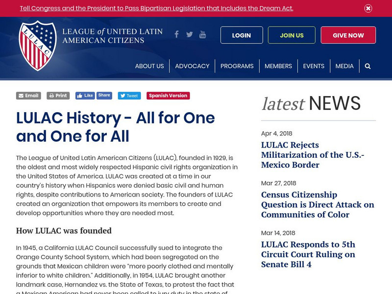 Lulac: Lulac History All for One and One for All Website Lulac: Lulac History All for One and One for All Website