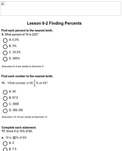Holt, Rinehart and Winston: Homework Help Independent Practice: Finding Percents eBook Holt, Rinehart and Winston: Homework Help Independent Practice: Finding Percents eBook