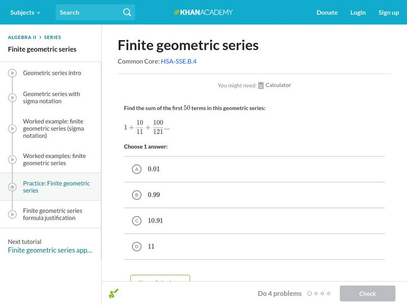 Khan Academy: Finite Geometric Series Unit Plan Khan Academy: Finite Geometric Series Unit Plan