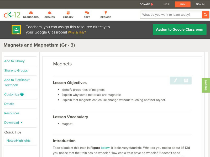 Ck 12: Magnets and Magnetism (Grade 3) Unit Plan Ck 12: Magnets and Magnetism (Grade 3) Unit Plan