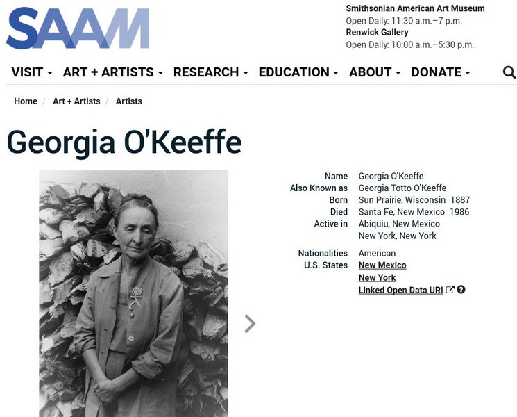 Smithsonian American Art Museum: Georgia O'keeffe Handout Smithsonian American Art Museum: Georgia O'keeffe Handout
