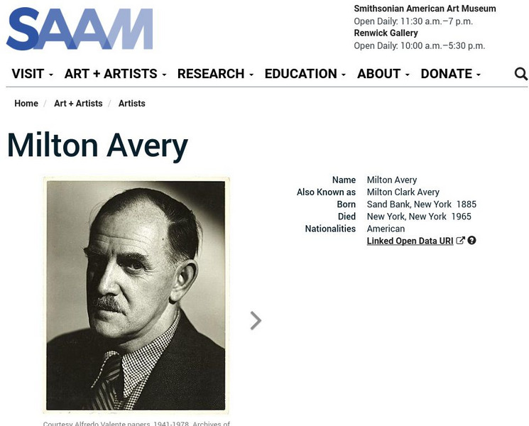 Smithsonian American Art Museum: Milton Avery Handout Smithsonian American Art Museum: Milton Avery Handout