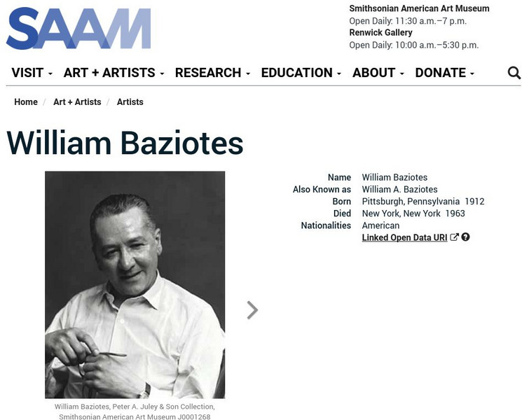 Smithsonian American Art Museum: William Baziotes Handout Smithsonian American Art Museum: William Baziotes Handout