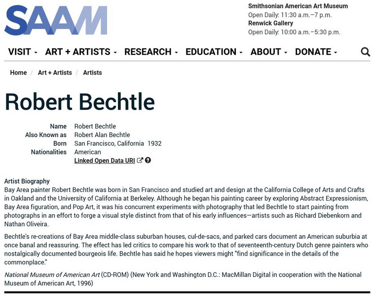 Smithsonian American Art Museum: Robert Bechtle Handout