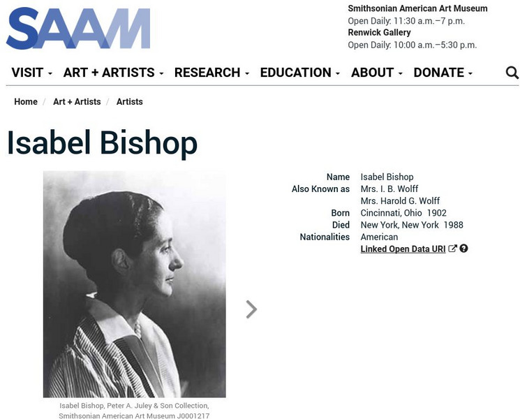 Smithsonian American Art Museum: Isabel Bishop Handout Smithsonian American Art Museum: Isabel Bishop Handout