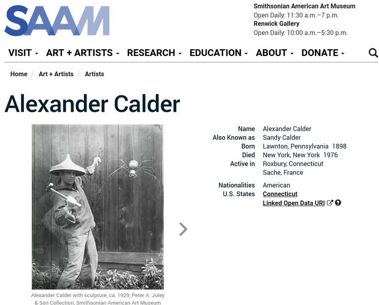 Smithsonian American Art Museum: Alexander Calder Handout Smithsonian American Art Museum: Alexander Calder Handout