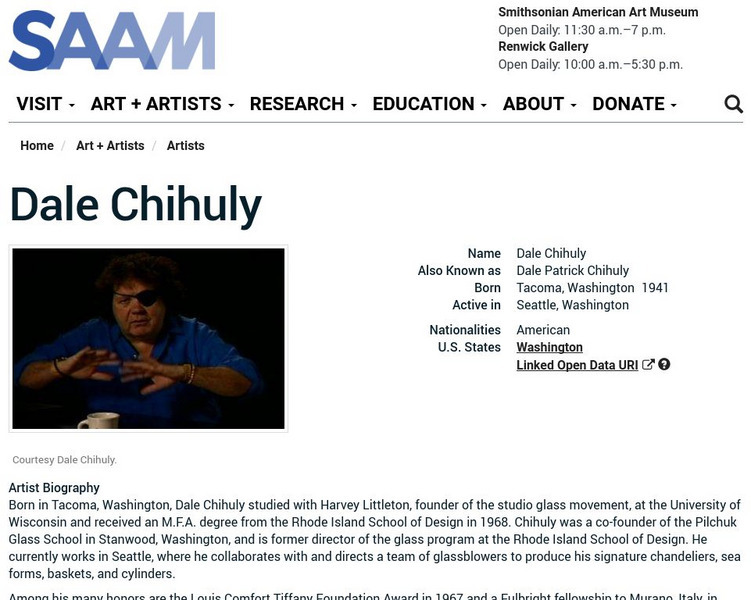 Smithsonian American Art Museum: Dale Chihuly Handout Smithsonian American Art Museum: Dale Chihuly Handout