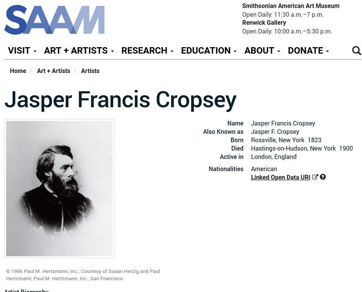 Smithsonian American Art Museum: Jasper Francis Cropsey Handout