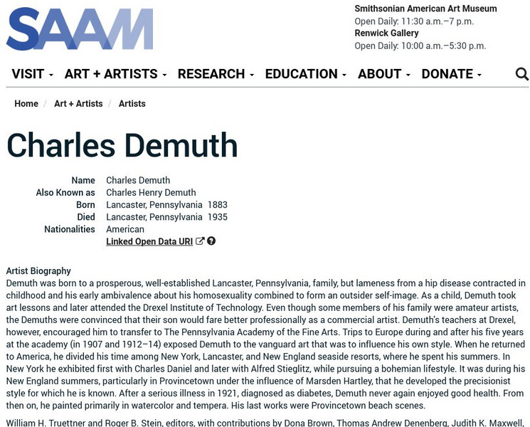 Smithsonian American Art Museum: Charles Demuth Handout