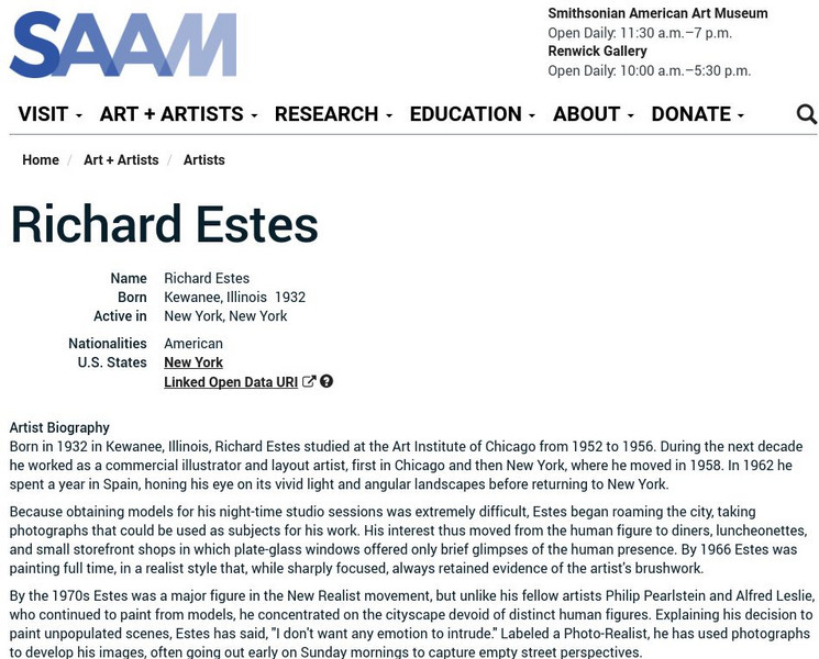 Smithsonian American Art Museum: Richard Estes Handout