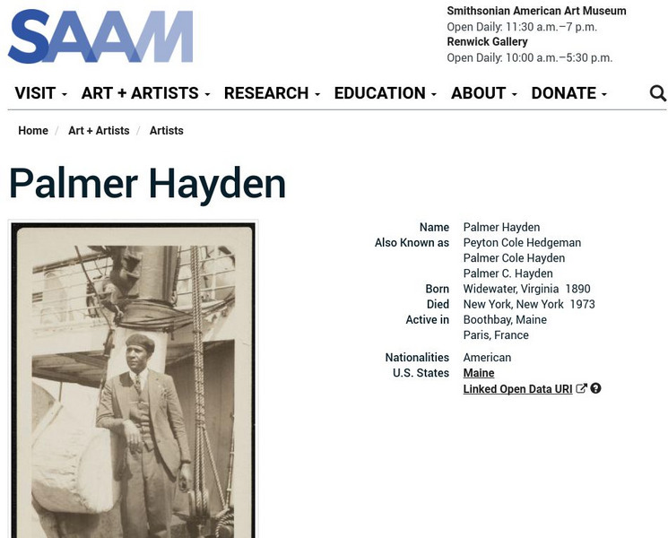Smithsonian American Art Museum: Palmer Hayden Handout Smithsonian American Art Museum: Palmer Hayden Handout