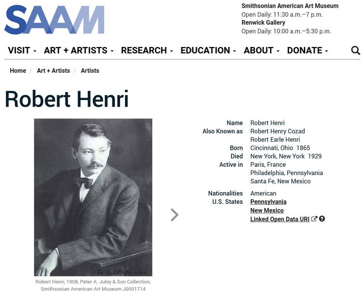 Smithsonian American Art Museum: Robert Henri Handout Smithsonian American Art Museum: Robert Henri Handout