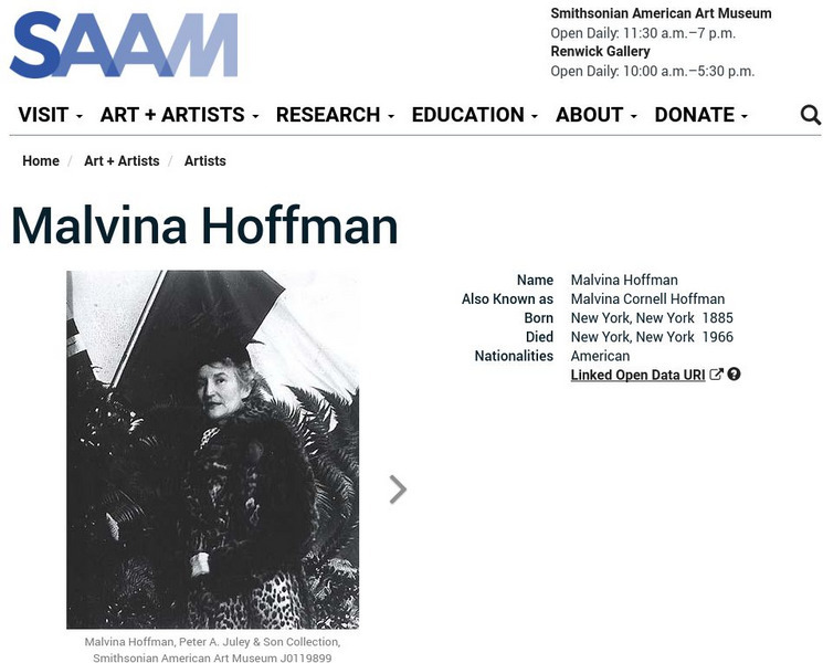Smithsonian American Art Museum: Malvina Hoffman Handout Smithsonian American Art Museum: Malvina Hoffman Handout