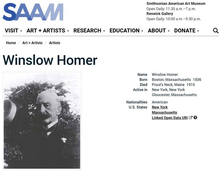 Smithsonian American Art Museum: Winslow Homer Handout Smithsonian American Art Museum: Winslow Homer Handout