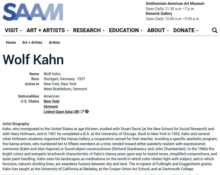 Smithsonian American Art Museum: Wolf Kahn Handout