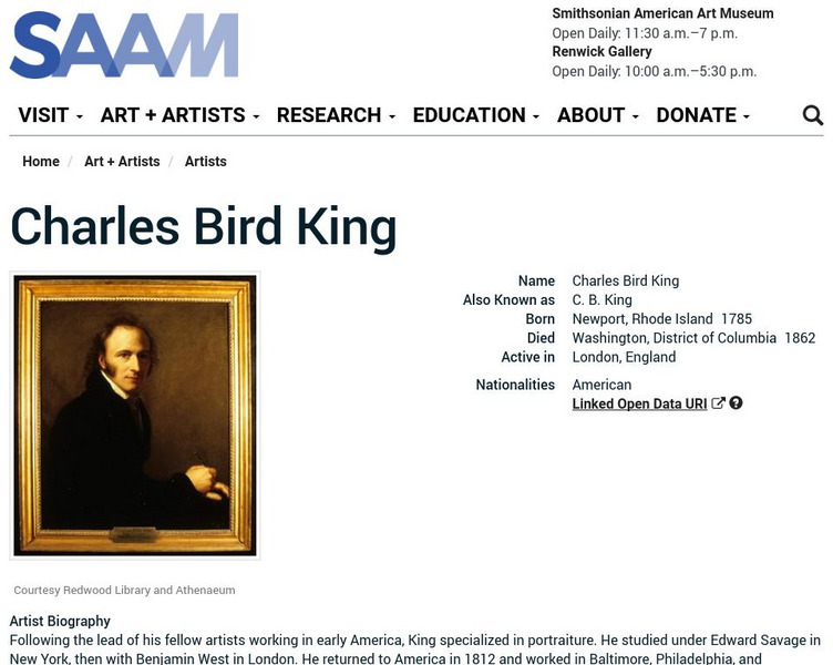 Smithsonian American Art Museum: Charles Bird King Handout Smithsonian American Art Museum: Charles Bird King Handout