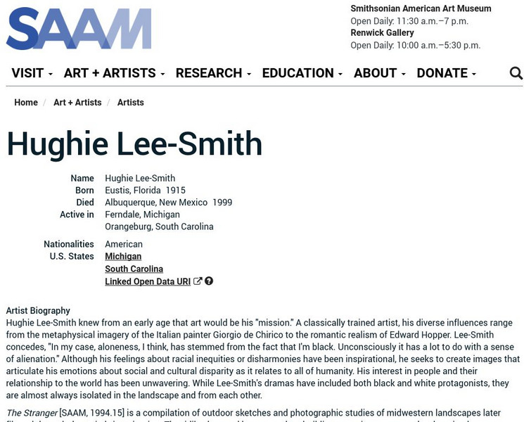 Smithsonian American Art Museum: Hughie Lee Smith Handout Smithsonian American Art Museum: Hughie Lee Smith Handout