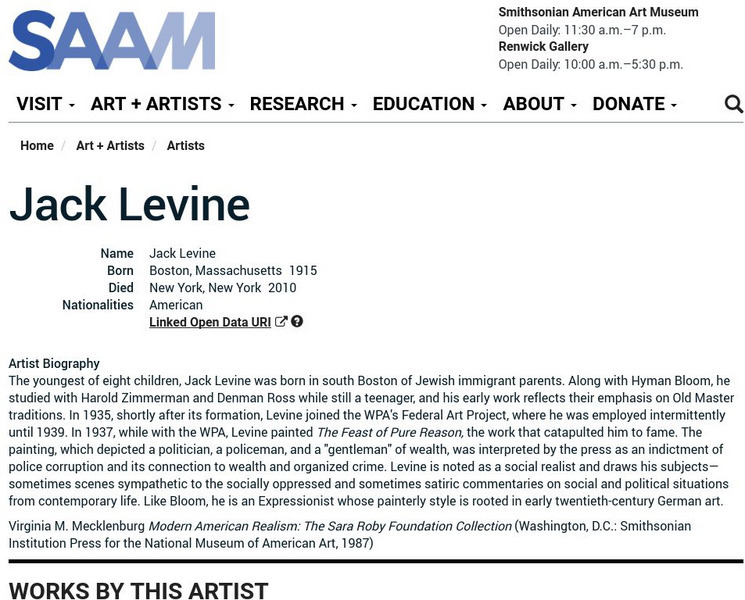 Smithsonian American Art Museum: Jack Levine Handout