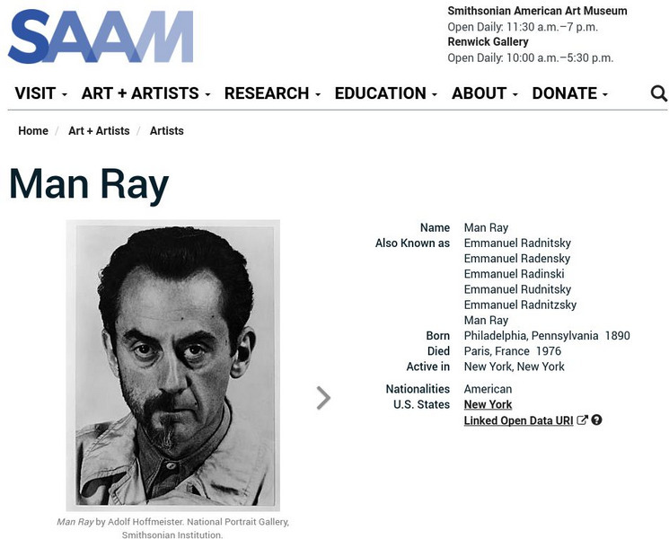 Smithsonian American Art Museum: Man Ray Handout Smithsonian American Art Museum: Man Ray Handout
