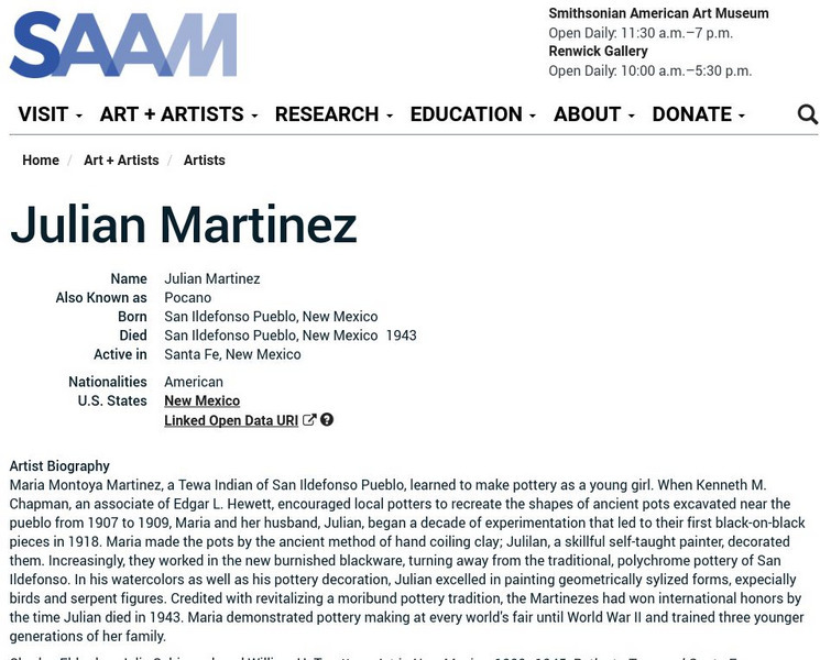 Smithsonian American Art Museum: Julian Martinez Handout Smithsonian American Art Museum: Julian Martinez Handout