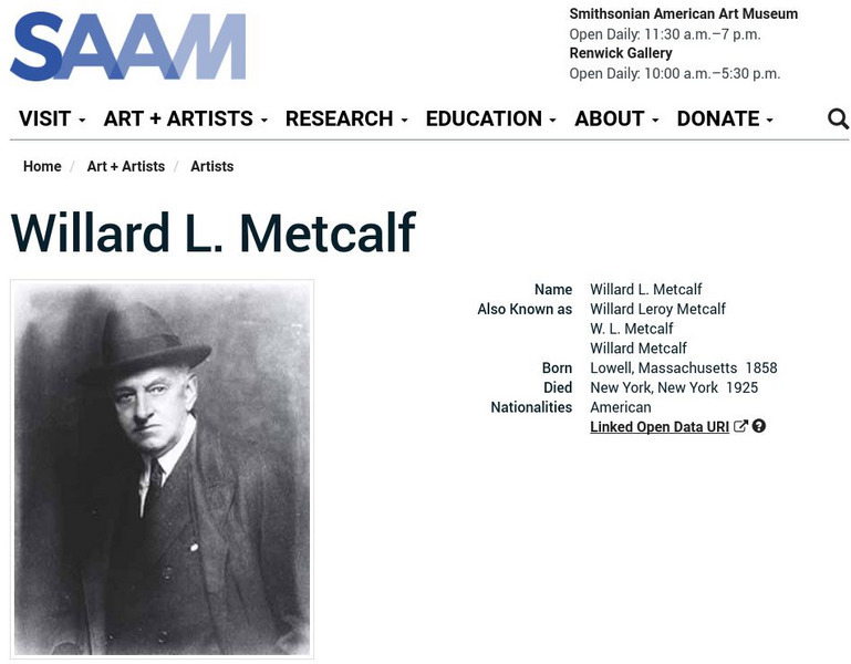 Smithsonian American Art Museum: Willard L. Metcalf Handout Smithsonian American Art Museum: Willard L. Metcalf Handout