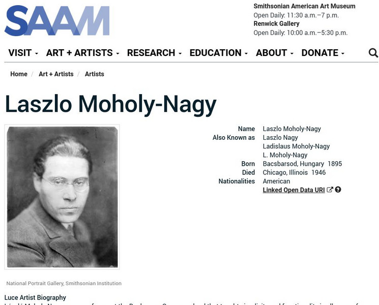 Smithsonian American Art Museum: Laszlo Moholy Nagy Handout Smithsonian American Art Museum: Laszlo Moholy Nagy Handout