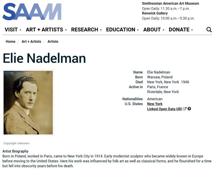 Smithsonian American Art Museum: Elie Nadelman Handout