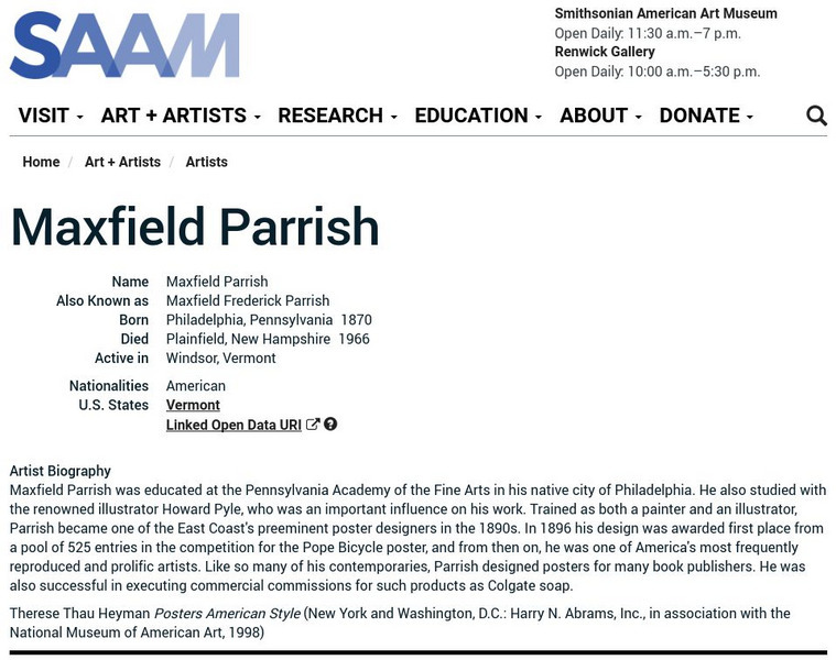 Smithsonian American Art Museum: Maxfield Parrish Handout Smithsonian American Art Museum: Maxfield Parrish Handout