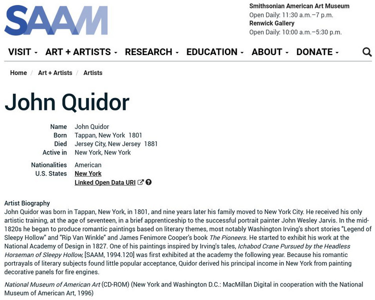 Smithsonian American Art Museum: John Quidor Handout Smithsonian American Art Museum: John Quidor Handout