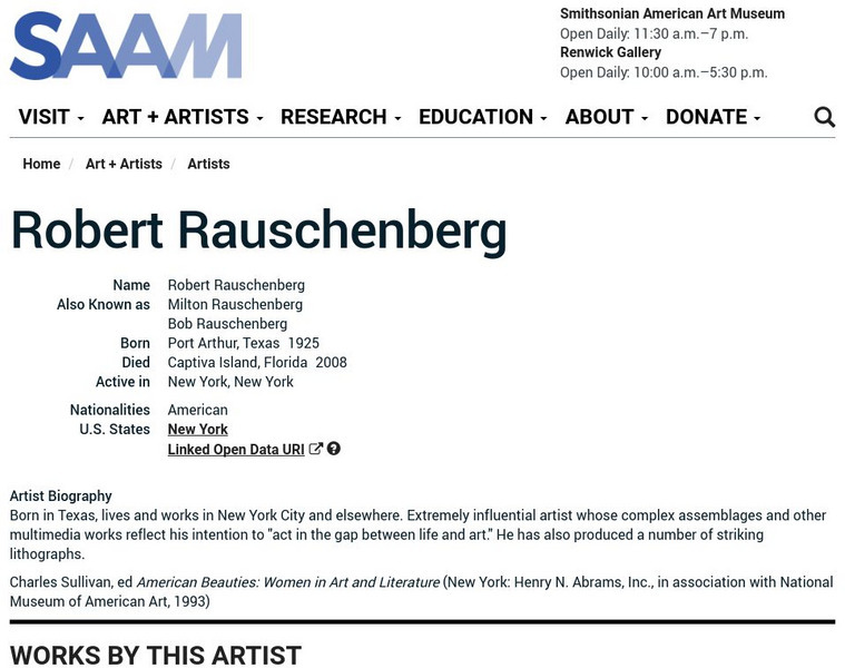 Smithsonian American Art Museum: Robert Rauschenberg Handout