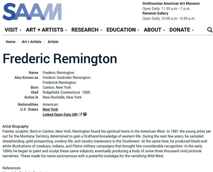 Smithsonian American Art Museum: Frederic Remington Handout