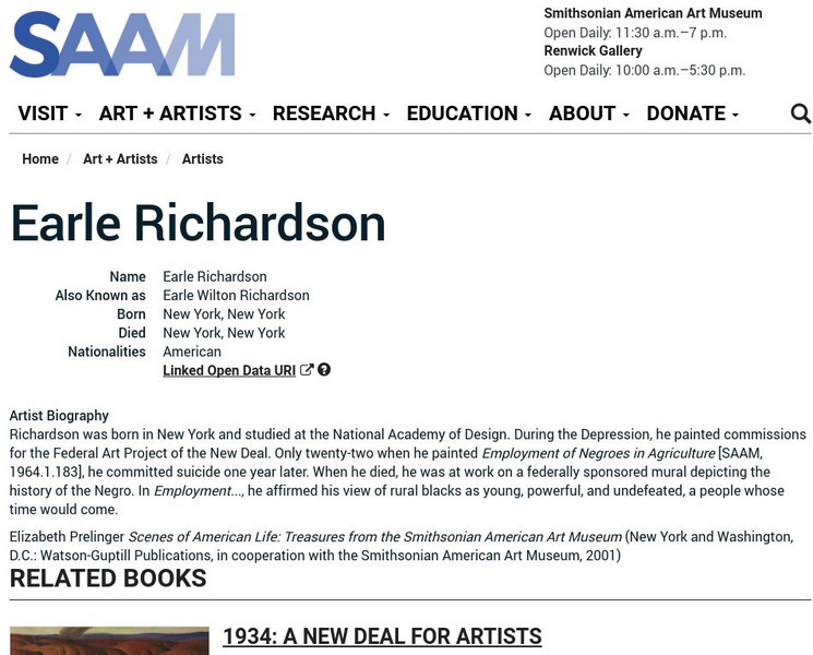 Smithsonian American Art Museum: Earl Richardson Handout Smithsonian American Art Museum: Earl Richardson Handout