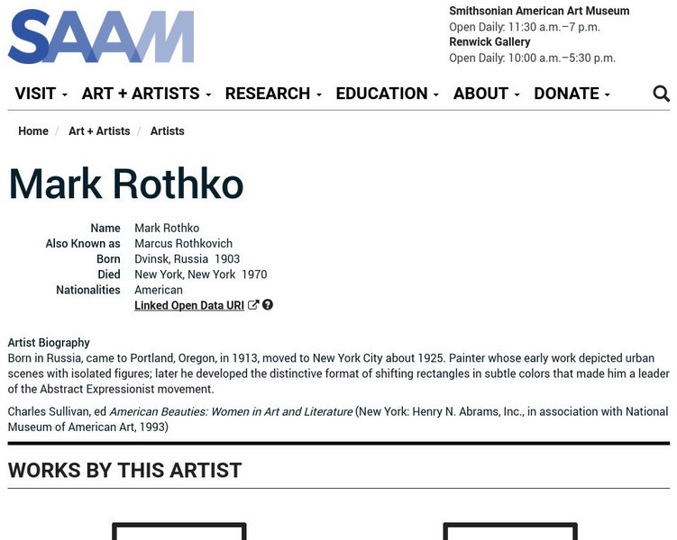 Smithsonian American Art Museum: Mark Rothko Handout