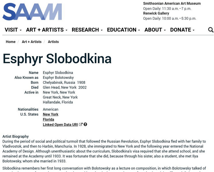Smithsonian American Art Museum: Esphyr Slobodkina Handout Smithsonian American Art Museum: Esphyr Slobodkina Handout