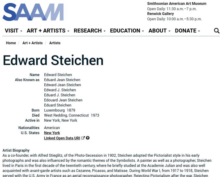 Smithsonian American Art Museum: Edward Steichen Handout