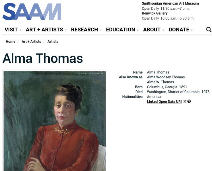 Smithsonian American Art Museum: Alma Woodsey Thomas Handout Smithsonian American Art Museum: Alma Woodsey Thomas Handout