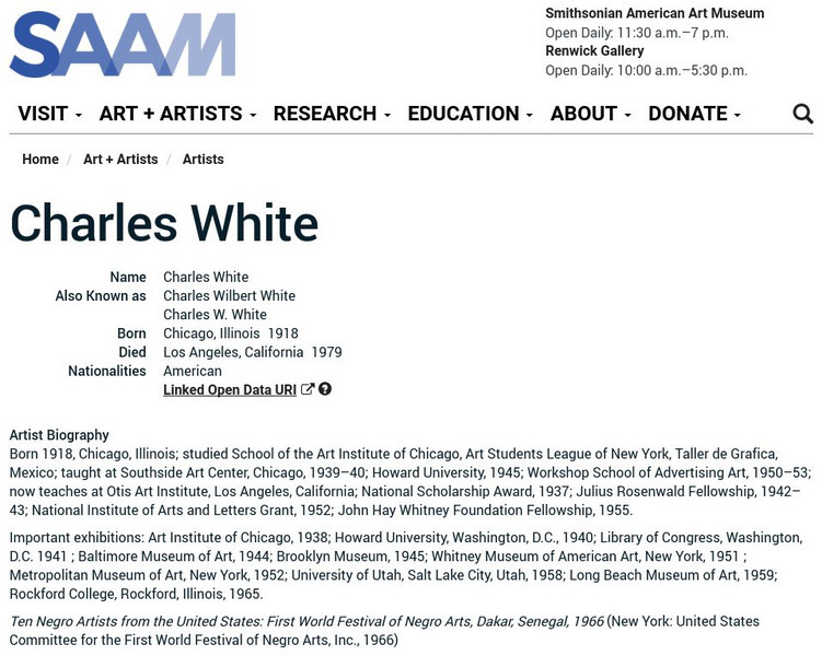 Smithsonian American Art Museum: Charles White Handout Smithsonian American Art Museum: Charles White Handout