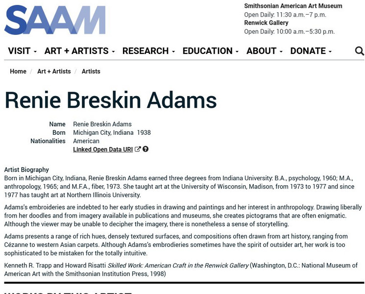 Smithsonian American Art Museum: Renie Breskin Adams Handout