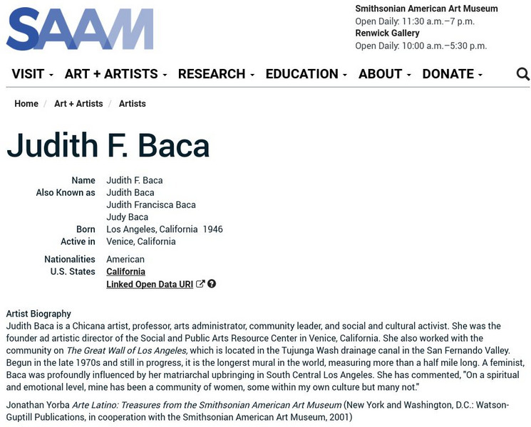 Smithsonian American Art Museum: Judith F. Baca Handout